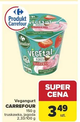 Vegangurt Carrefour Sensation VEGEtal kokos truskawka promocja w Carrefour Market