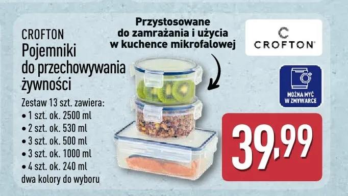 Pojemniki do przechowywania żywności Crofton promocja w Aldi