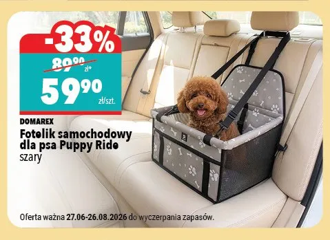 Fotelik samochodowy dla psa Puppy Ride Domarex szary promocja w Biedronka Home