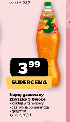 Napój gazowany Zbyszko 3 Owoce koktajl witaminowy promocja w Netto