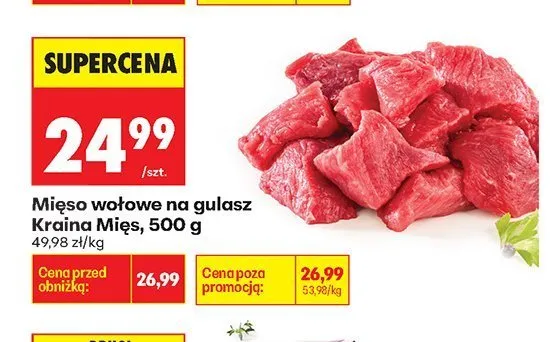 Mięso wołowe na gulasz Kraina Mięs promocja w Biedronka