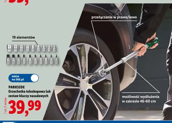 Zestaw kluczy nasadowych Parkside 19 elementów promocja w Lidl