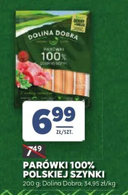 Parówki 100% polskiej szynki Dolina Dobra promocja w Stokrotka