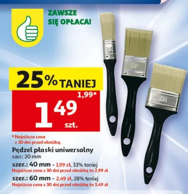Pędzel płaski uniwersalny 60mm promocja w Auchan