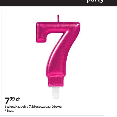 Świeczka cyfra 7 błyszcząca różowa promocja w Empik