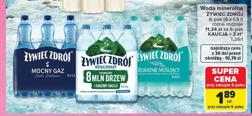 Woda mineralna Żywiec Zdrój Delikatnie Musujący 6-pak promocja w Carrefour