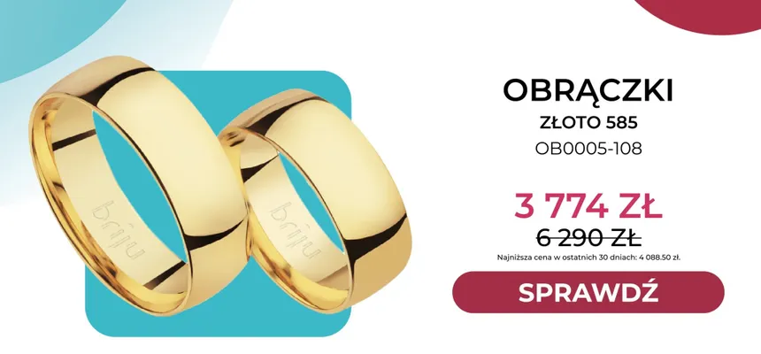 Obrączki złoto 585 OB0005-108 Briju promocja w Briju