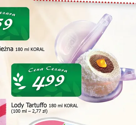 Lody Tartuffo Koral promocja w CEZAR Delikatesy