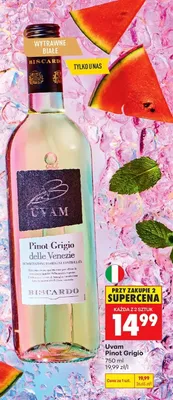 Wino białe wytrawne Uvam Pinot Grigio promocja w Biedronka