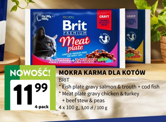 Mokra karma dla kotów Brit Premium Fish Plate 4-pak w sosie promocja w Intermarche