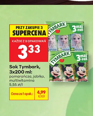 Sok Tymbark jabłko 3-pak 200 ml promocja w Biedronka