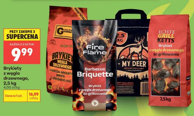 Brykiet z węgla drzewnego Fire & Flame promocja w Biedronka