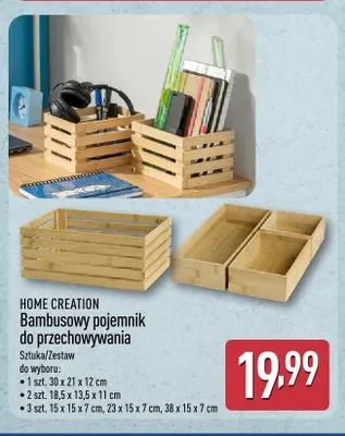 Bambusowy pojemnik do przechowywania Home Creation 30x21x12 cm promocja w Aldi