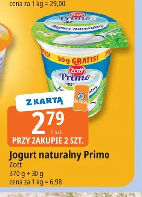 Jogurt naturalny Zott Primo promocja w Leclerc
