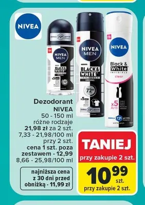 Dezodorant spray Nivea Men Black & White promocja w Carrefour