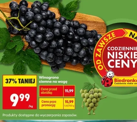 Winogrono ciemne na wagę promocja w Biedronka