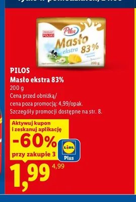 Masło ekstra Pilos 83% promocja w Lidl