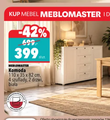 Komoda 4 szuflady 2 drzwi Meblomaster promocja w Biedronka Home