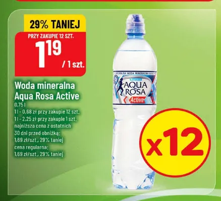 Woda mineralna Aqua Rosa Active promocja w POLOmarket