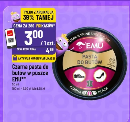 Czarna pasta do butów w puszce promocja w POLOmarket