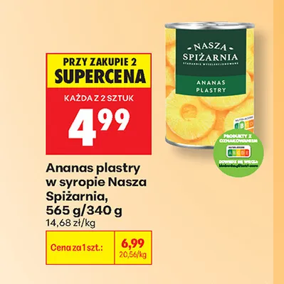 Ananas w puszce plastry w syropie Nasza Spiżarnia promocja w Biedronka