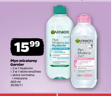 Płyn micelarny Garnier 3 w 1 skóra wrażliwa promocja w Netto