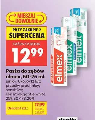 Pasta do zębów elmex sensitive gentle white promocja w Biedronka