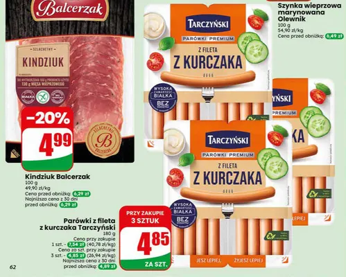Parówki z fileta z kurczaka Tarczyński promocja w Dino