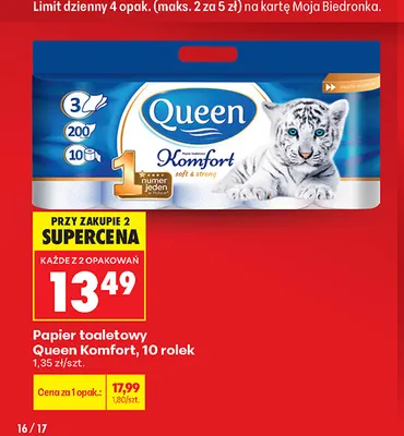 Papier toaletowy Queen Komfort 10-pak promocja w Biedronka