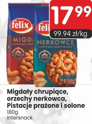 Migdały chrupiące, orzechy nerkowca, Pistacje prażone i solone promocja w Market Point