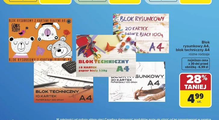 Blok techniczny A4 10 kartek promocja w Carrefour