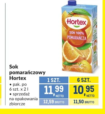 Sok pomarańczowy Hortex promocja w Makro