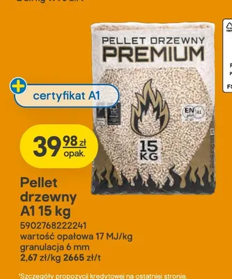 Pellet drzewny A1 15 kg promocja w Castorama