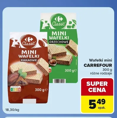 Wafelki mini Carrefour Classic kakaowe promocja w Carrefour Market