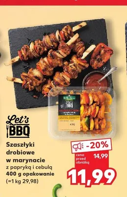 Szaszłyki drobiowe w marynacie z papryką i cebulą Let's BBQ promocja w Kaufland