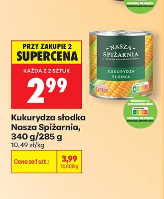 Kukurydza słodka Nasza Spiżarnia promocja w Biedronka