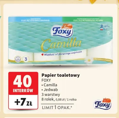 Papier toaletowy Camilla 8-pak Foxy promocja w Intermarche