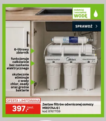 Zestaw filtrów odwróconej osmozy Midea MR01744 6 l promocja w Leroy Merlin