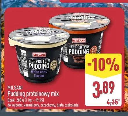 Pudding proteinowy biała czekolada Milsani promocja w Aldi