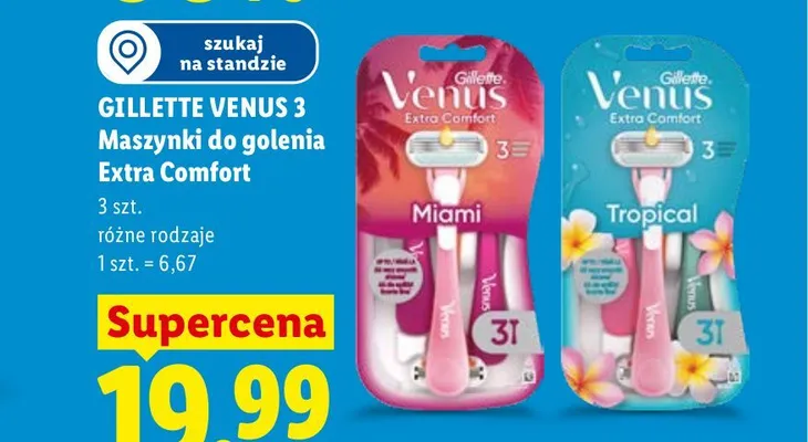 Maszynki do golenia Gillette Venus 3 Extra Comfort promocja w Lidl
