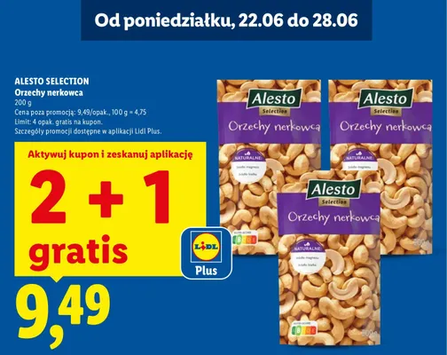 Orzechy nerkowca Alesto Selection promocja w Lidl