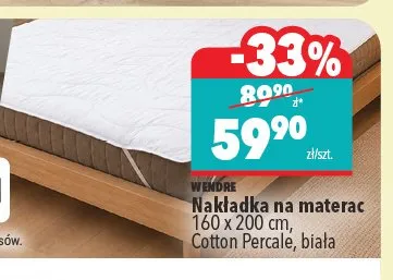 Nakładka na materac Wendre Cotton Percale biała 160x200 cm promocja w Biedronka Home