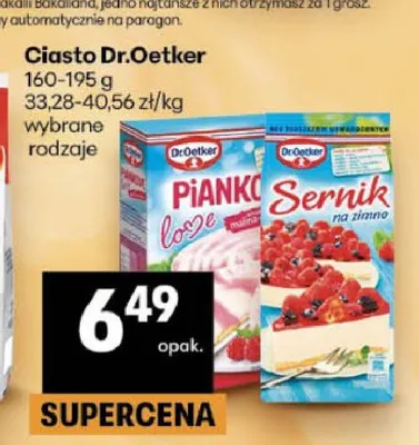 Ciasto Sernik na zimno Dr. Oetker promocja w Delikatesy Centrum