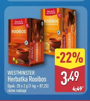 Herbatka Rooibos o smaku waniliowym Westminster promocja w Aldi