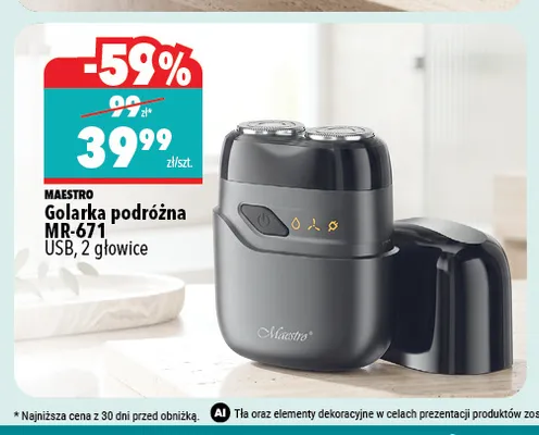Golarka podróżna Maestro MR-671 promocja w Biedronka Home