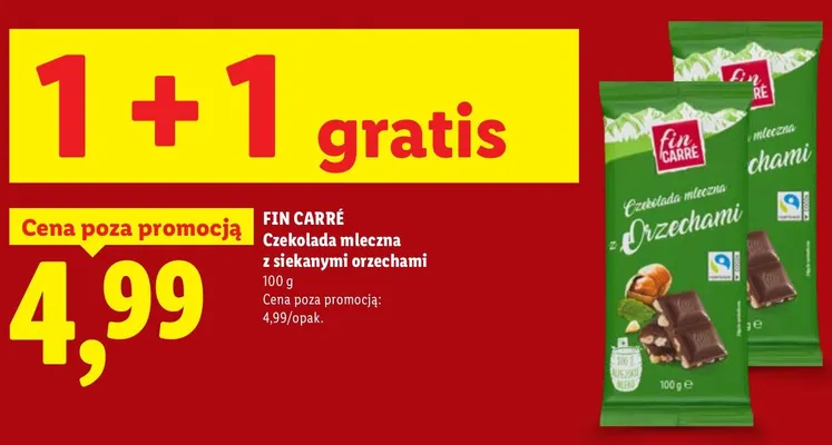 Czekolada mleczna z siekanymi orzechami Fin Carré promocja w Lidl