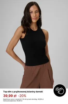 Top slim z prążkowanej dzianiny damski promocja w 4F