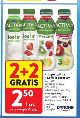 Kefir jogurtowy truskawka Activia promocja w Intermarche