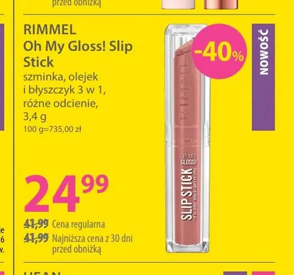 Szminka olejek i błyszczyk 3 w 1 Oh My Gloss! Slip Stick Rimmel promocja w Hebe