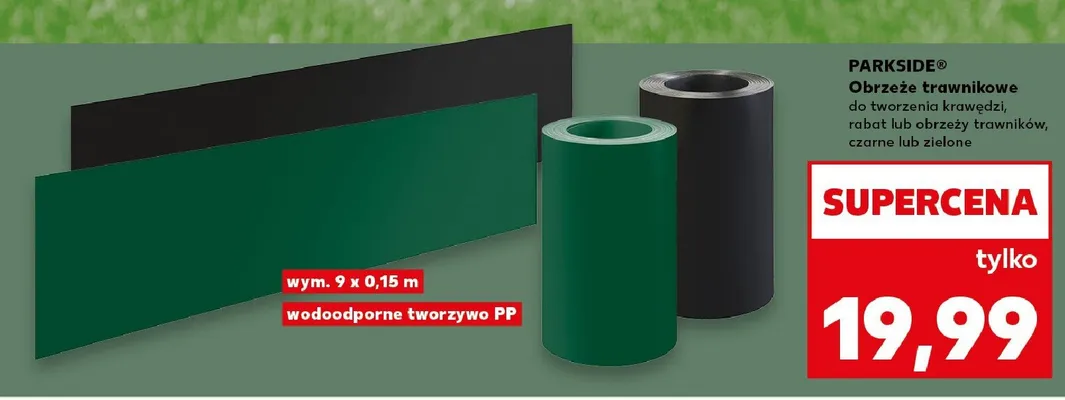 Obrzeże trawnikowe do tworzenia krawędzi, rabat lub obrzeży trawników, czarne lub zielone promocja w Kaufland